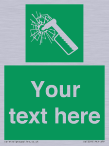 Custom sign safe condition emergency hammer